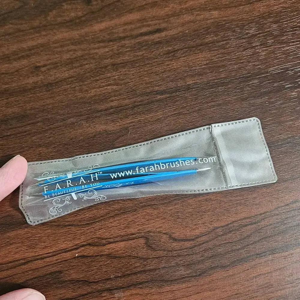 F.A.R.A.H. Blue Stainless Steel Dual Ended Precision Tweezers in Pouch